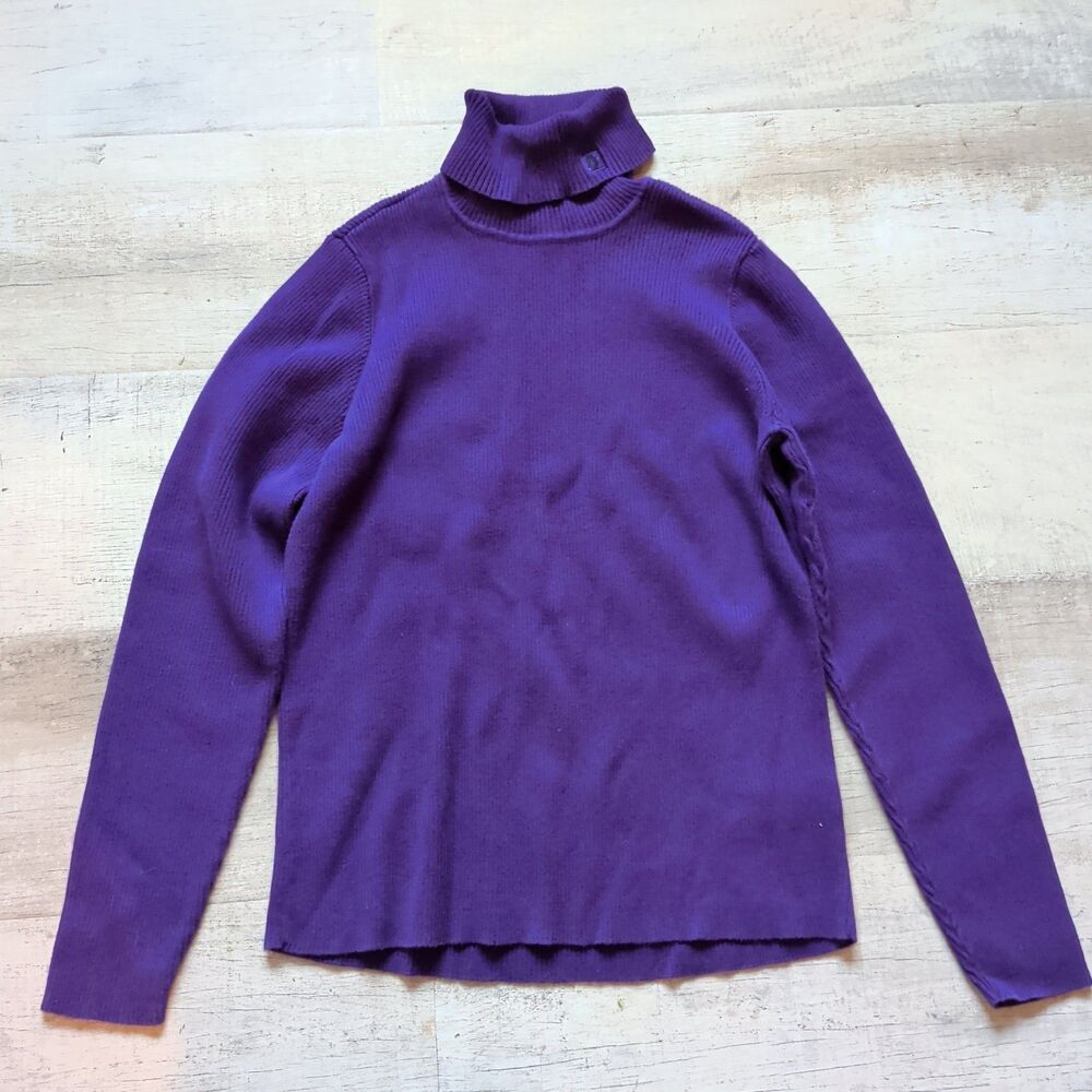 LRL Ralph Lauren Sweater Medium Adult Purple Turtleneck Pullover Womens M